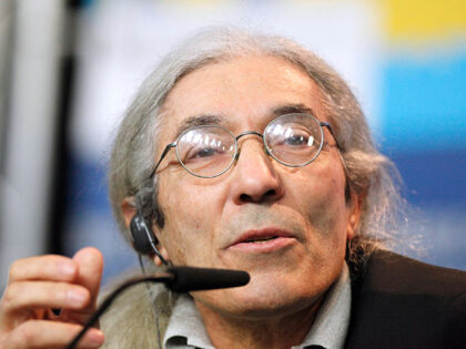 Algerian author Boualem Sansal, a members of the Jury, at the press conference speaks duri